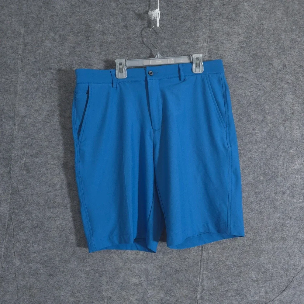 Dunning‎ Golf Shorts Men's 32 Blue Chino Casual Solid Performance Preppy Sports